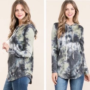 "The Jennifer" Green Tie Dye Hooded Sweatshirt